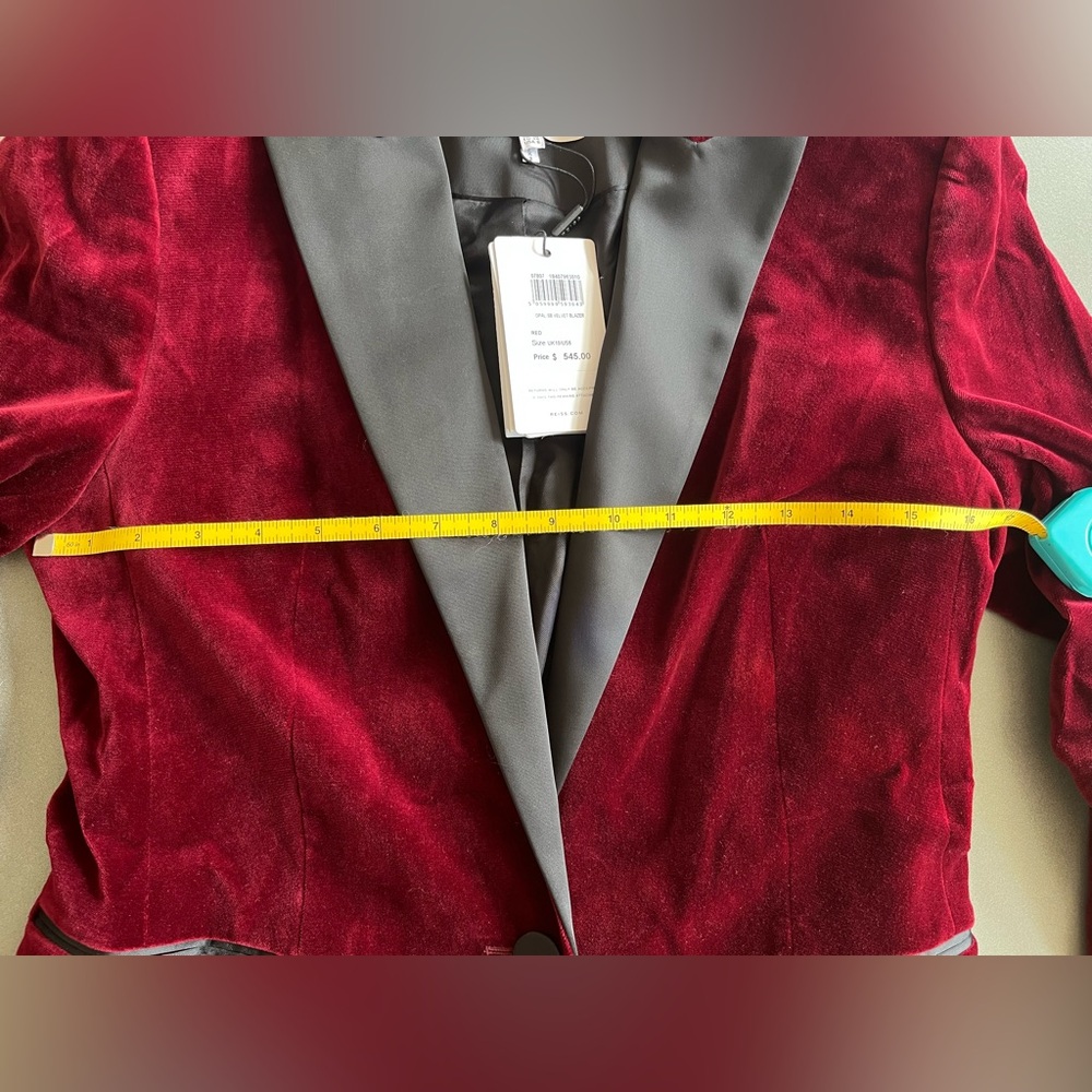 Reiss Maroon Velvet Tuxedo Style Blazer - Picture 9 of 11